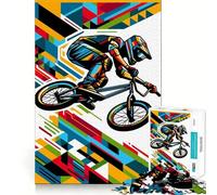 Rompecabezas para Adultos 1000 Piezas BMX WPAP Colorido Pop Art Corte preciso Divertido,Juguete de construcción para concentrarse,Tiempo de Ocio Divertido,Juego de Arte para cumpleaños 50x75cm