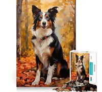 Rompecabezas para Adultos,1000 Piezas,Border Collie de otoño,Corte, Juguete Divertido para ejercitar la Mente,Juego Tranquilo,Regalo Divertido de cumpleaños (38x26cm)