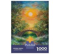 Rompecabezas para Adultos 1000 Piezas Bridge Over Flowing River Sunset Painting Rompecabezas para Adolescentes Juguete Decoración De Pared Alivio del Estrés Cumpleaños 52x38cm/100