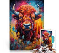 Rompecabezas para Adultos 1000 Piezas Búfalo Colorido de la Vida Silvestre Juego desafiante Regalos de cumpleaños, Regalos, Arte Mural 52x38cm