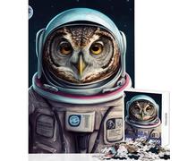 Rompecabezas para Adultos 1000 Piezas búho Astronauta Juguete de decoración de Pared Gran Regalo para Juegos Juego Familiar con póster a Juego y Hoja de Trivia tamaño 38x52cm