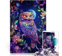 Rompecabezas para Adultos 1000 Piezas Búho bajo la Luna Alivia el estrés Vacaciones en casa Matar el Tiempo Obra de Arte 38x26cm
