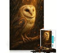 Rompecabezas para Adultos 1000 Piezas Búho común bajo la Lluvia Arte de Corte preciso Juego Creativo Juguete Relajación Tiempo de Juego Escena navideña Arte (38x52cm)
