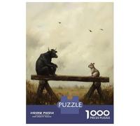 Rompecabezas para Adultos 1000 Piezas Bull and Mouse on Bench Rompecabezas para Adolescentes Juegos Familiares Difícil Difícil Cumpleaños Y Navidad 52x38cm/1000pcs