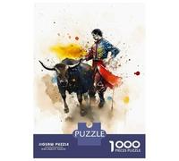 Rompecabezas para Adultos 1000 Piezas Bull Bullfighter Rompecabezas para Adultos Juego Práctico Difícil Difícil Diversión En Casa Actividades, 70x50cm/1000pcs