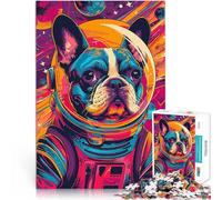Rompecabezas para Adultos 1000 Piezas Bulldog francés Astronauta Juegos educativos Juguetes de Bricolaje Regalo de Obra de Arte 38x26cm