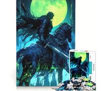 Rompecabezas para Adultos: 1000 Piezas Caballero Oscuro a Caballo bajo la Luna Juego de ingenio Interesante para Reducir el estrés Regalos de Juegos desafiantes 38x52cm