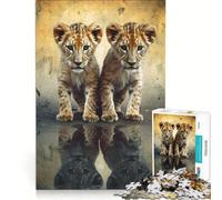 Rompecabezas para Adultos, 1000 Piezas, Cachorros de león de la Selva, Juegos Divertidos, relajación Intelectual, fortalece el Amor Entre Parejas, 38x52cm