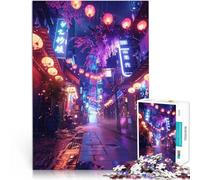Rompecabezas para Adultos 1000 Piezas Calles de neón de Japón Competición de Velocidad de Manos Trato como Regalo para Toda la Familia 38x26cm