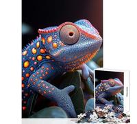 Rompecabezas para Adultos 1000 Piezas camaleón Azul Primer Plano decoración del hogar Juguetes Ideas de Regalo Juego de ingenio Mejora el Amor Entre Parejas tamaño 50x75cm