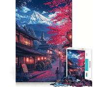 Rompecabezas para Adultos 1000 Piezas Camino de cerezos en Flor al Monte Fuji Juego Creativo de Corte Premium Juguete Diversión sin Preocupaciones Exhibición de Arte navideño (38x52cm)