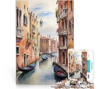 Rompecabezas para Adultos 1000 Piezas Canal en Venecia, Italia Desafío difícil para aliviar el estrés Mejorar el Amor Entre Parejas 52x38cm
