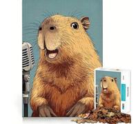 Rompecabezas para Adultos 1000 Piezas Capibara Cantante con micrófono Juego de Ajuste Acertijo Regalo Divertido y Relajante Arte (50x75cm)