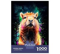 Rompecabezas para Adultos 1000 Piezas Capybara Watercolor Art Rompecabezas Juegos Relajantes Corte De Precisión Cumpleaños Y Navidad 52x38cm/1000pcs