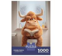 Rompecabezas para Adultos, 1000 Piezas Cartoon Bull Reading on Toilet Rompecabezas para Adolescentes, Juguete, Decoración De Pared, Regalos para Amigos Y Familiares 52x38cm/1000pcs