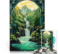 Rompecabezas para Adultos 1000 Piezas Cascada Surrealista al Atardecer Juegos educativos con Piezas de Formas aleatorias Que se entrelazan Completamente 38x26cm