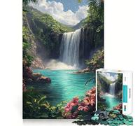 Rompecabezas para Adultos 1000 Piezas Cascada Tropical Paraíso Juego de Ajuste Acertijo Regalo de ingenio Tiempo de diversión Tranquilo Regalo de Arte navideño (50x75cm)