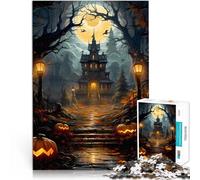 Rompecabezas para Adultos 1000 Piezas Castillo de Calabaza Entrena tu Cerebro y Tus Manos con Piezas de Formas aleatorias Que se entrelazan Completamente 38x26cm