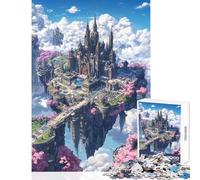 Rompecabezas para Adultos 1000 Piezas Castillo Flotante en el Cielo Decoración del hogar Juguetes Obra de Arte Regalo para Juego Educativo Lista de Deseos con Papá Noel Tamaño 38x26cm