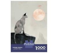 Rompecabezas para Adultos 1000 Piezas Cat and Moon Digital Painting Rompecabezas para Adultos Juegos Divertidos Decoración del Hogar Actividades Divertidas En Casa 52x38cm/1000pcs