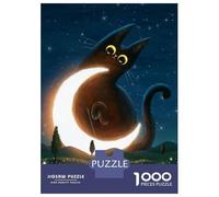 Rompecabezas para Adultos 1000 Piezas Cat and The Magic Moon Rompecabezas para Adultos Juguete Decoración De Pared Patrón De Ensamblaje Actividades Divertidas En Casa 70x50cm/1000pcs