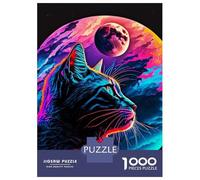 Rompecabezas para Adultos 1000 Piezas Cat Looking at The Moon Rompecabezas para Adultos Juego Práctico Difícil Difícil Diversión En Casa Actividades, 70x50cm/1000pcs