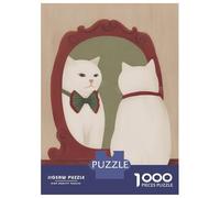 Rompecabezas para Adultos 1000 Piezas Cat Looking in Mirror with Bowtie Rompecabezas Juguete Decoración De Pared Vacaciones En Casa Matar El Tiempo Juego Desafiante Regalos 38x26cm/1000pcs