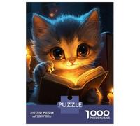 Rompecabezas para Adultos 1000 Piezas Cat Reading by Candlelight Rompecabezas para Adolescentes Juegos Familiares Difícil Difícil Cumpleaños Y Navidad 52x38cm/1000pcs