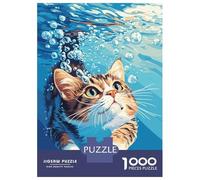 Rompecabezas para Adultos 1000 Piezas Cat Swimming Underwater with Bubbles Rompecabezas para Adultos Juegos Relajantes Regalos para Mujeres Oferta como Regalos para Toda La Familia 38x26cm/1000pcs