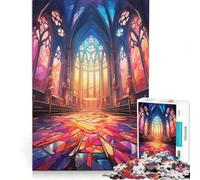 Rompecabezas para Adultos 1000 Piezas Catedral de vidrieras Juegos Divertidos Desestresante Intelectual Fortalece el Amor Entre Parejas 38x26cm
