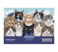 Rompecabezas para Adultos 1000 Piezas Cats in The Style of Hokusai Rompecabezas para Adolescentes Juegos Familiares Difícil Difícil Cumpleaños Y Navidad 52x38cm/1000pcs