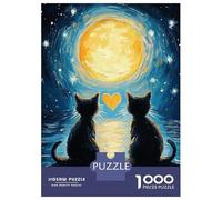 Rompecabezas para Adultos 1000 Piezas Cats Under The Moon Rompecabezas para Adultos Juegos Relajantes Regalos para Mujeres Juegos Desafiantes Regalos 70x50cm/1000pcs