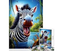 Rompecabezas para Adultos 1000 Piezas Cebra Feliz Día del Safari Juguete Educativo Regalos para Mujeres Hombres Juegos relajantes Ayuda a ejercitar el Cerebro Tamaño 38x26cm