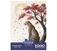 Rompecabezas para Adultos 1000 Piezas Cheetah Under A Cherry Blossom Tree Rompecabezas para Adultos Juegos Familiares Carrera De Velocidad Manual Cumpleaños 70x50cm/1000pcs
