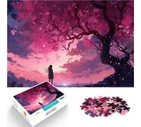 Rompecabezas para Adultos 1000 Piezas Chica bajo un árbol de Sakura Juguetes educativos de Aprendizaje Regalo para cumpleaños 38x26cm
