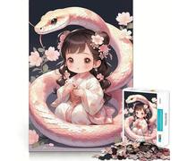 Rompecabezas para Adultos,1000 Piezas,Chica Chibi,Serpiente,Flores,Arte,Ajuste, Juego de Habilidad Mental,Tiempo de Descanso,Juego de cumpleaños,Arte,Juego (50x75cm)