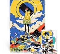 Rompecabezas para Adultos 1000 Piezas Chica con Chaqueta Amarilla en la montaña para divertirse en Familia Ideas de Regalos 75x50cm