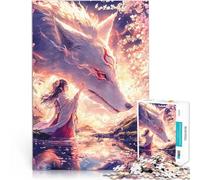 Rompecabezas para Adultos 1000 Piezas Chica con su Kitsune Entrena tu Cerebro y Tus Manos Cada Pieza es única: un desafiante y Divertido Juego Familiar 75x50cm