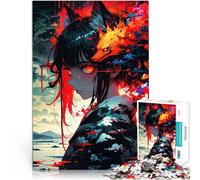 Rompecabezas para Adultos 1000 Piezas Chica de Anime con espíritu de Zorro Juegos de relajación con póster a Juego y Hoja de Trivia 52x38cm