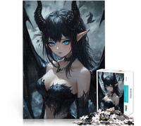 Rompecabezas para Adultos 1000 Piezas Chica Demonio de Anime con Ojos Azules Juego de Preguntas Interacción Entre Padres e Hijos 50x70cm