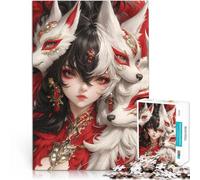 Rompecabezas para Adultos 1000 Piezas Chica Kitsune con máscaras Juguetes educativos de Aprendizaje Regalos de Amigo Secreto 52x38cm