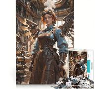Rompecabezas para Adultos 1000 Piezas Chica Steampunk con alas mecánicas Juegos Divertidos Entrena tu Cerebro y Tus Manos fortalece el Amor Entre Parejas 50x75cm