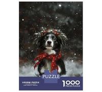 Rompecabezas para Adultos 1000 Piezas Christmas Border Collie Rompecabezas Juegos Relajantes Corte De Precisión Cumpleaños Y Navidad 52x38cm/1000pcs