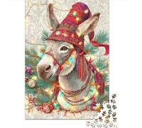 Rompecabezas para Adultos 1000 Piezas Christmas Donkey Decorations Rompecabezas para Adolescentes Juego De Ingenio Mejora La Memoria Actividades Divertidas En Casa 38x26cm/1000pcs