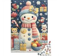Rompecabezas para Adultos 1000 Piezas Christmas Snowman Quilt Art Rompecabezas para Adultos Juegos De Relajación Carrera De Velocidad De Manos Juego Desafiante Regalos 52x38cm/1000pcs