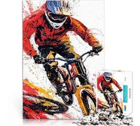 Rompecabezas para Adultos 1000 Piezas Ciclismo Arte del Deporte de la Bicicleta Juego práctico con póster a Juego y Hoja de Trivia 75x50cm