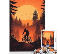 Rompecabezas para Adultos 1000 Piezas Ciclismo de montaña Atardecer decoración del hogar Juguetes Regalos de Amigo Secreto Juego de ingenio Cada Pieza es única - Tamaño 38x52cm