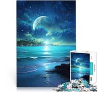 Rompecabezas para Adultos 1000 Piezas Cielo Nocturno del océano Azul Juego de ingenio Decoración de Pared cumpleaños y Navidad 52x38cm