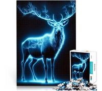Rompecabezas para Adultos 1000 Piezas Ciervo Azul Brillante Juguetes para aliviar el estrés Adecuado para decoración de Escritorio. 52x38cm