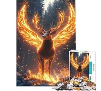 Rompecabezas para Adultos 1000 Piezas Ciervo de Fuego Fénix Híbrido Rompecabezas para Adultos Juguetes antiestrés Una Obra de Arte Regalos para Amigos y Familiares (Tamaño 38x52cm)